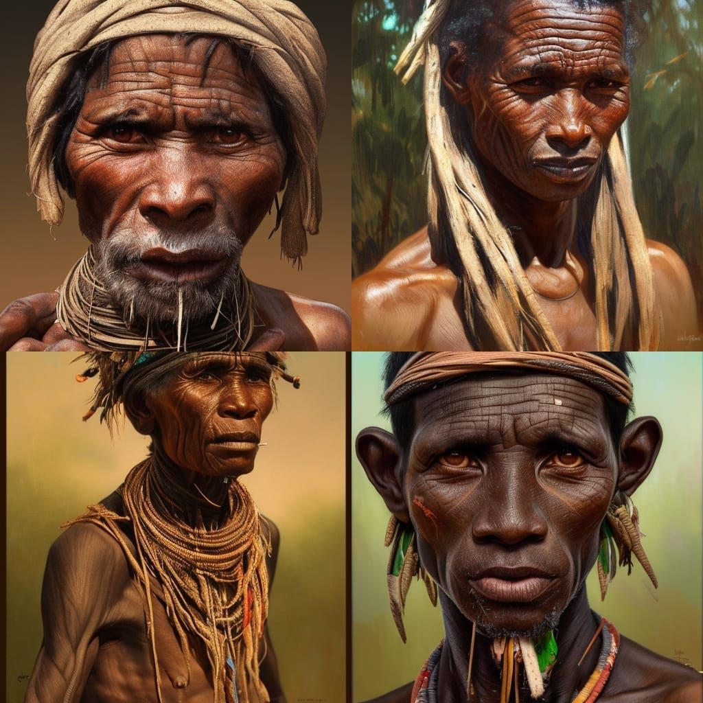 Guugu Ymithirr Tribal Man Portrait in Hyperdetailed Style