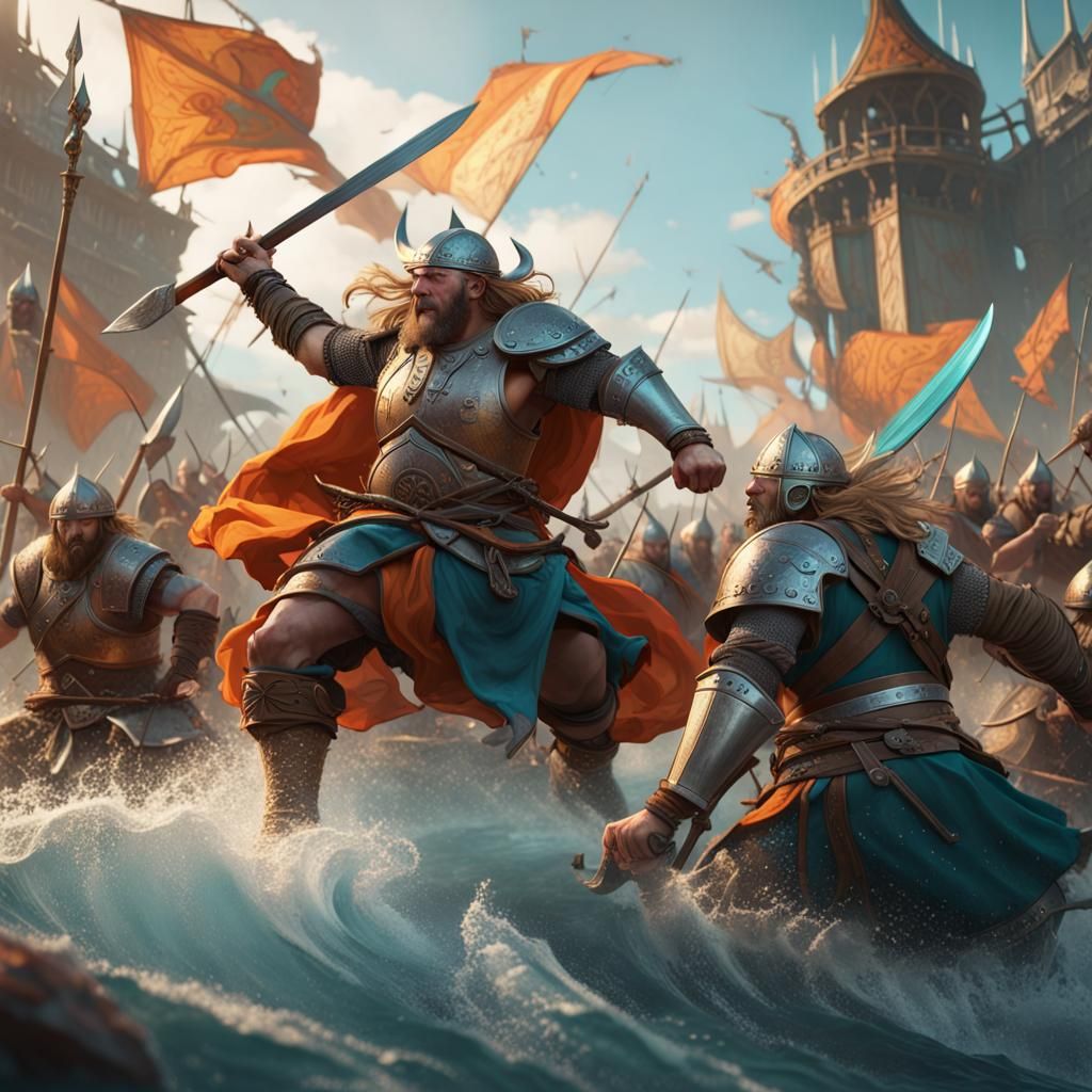 Epic Viking Battle Scene in Hyperdetailed Style