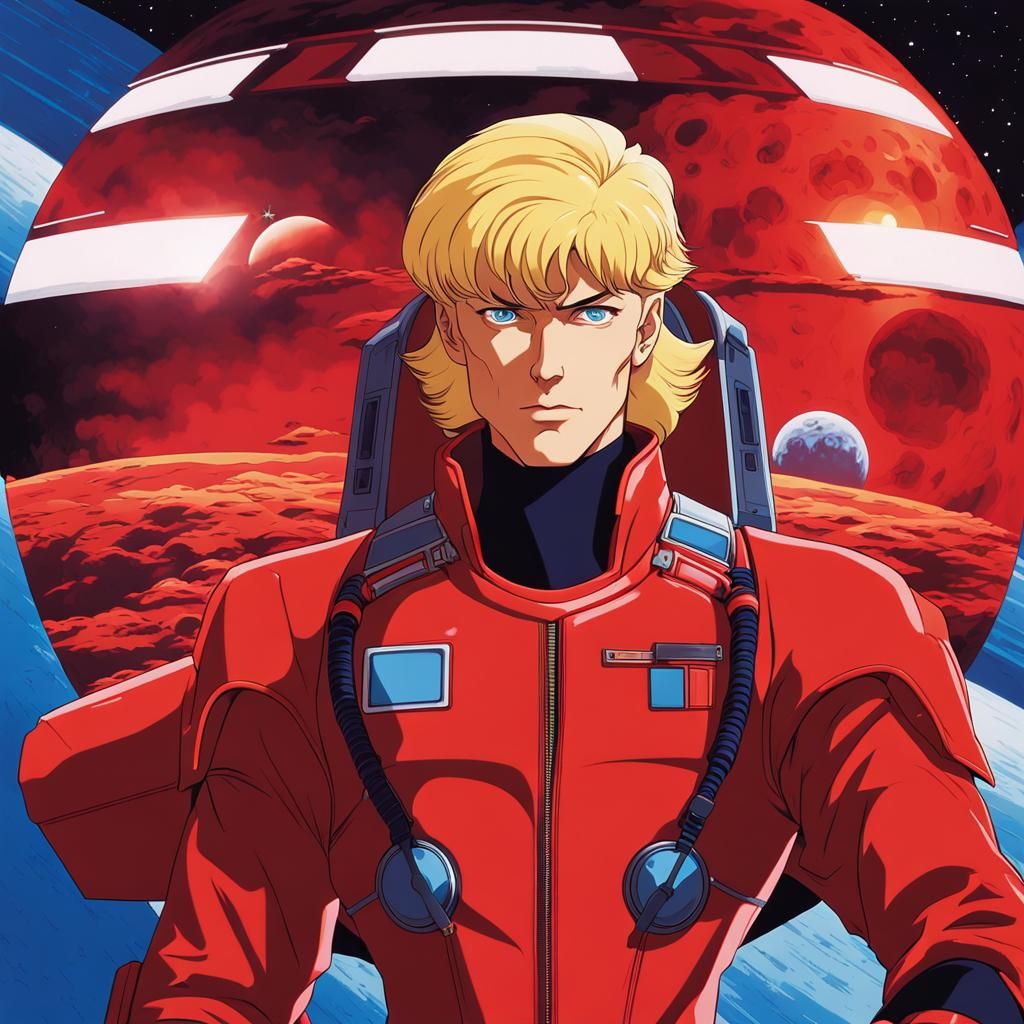 Sci-Fi Pilot Portrait with Porcelain Mosaic, Pop-Art Style