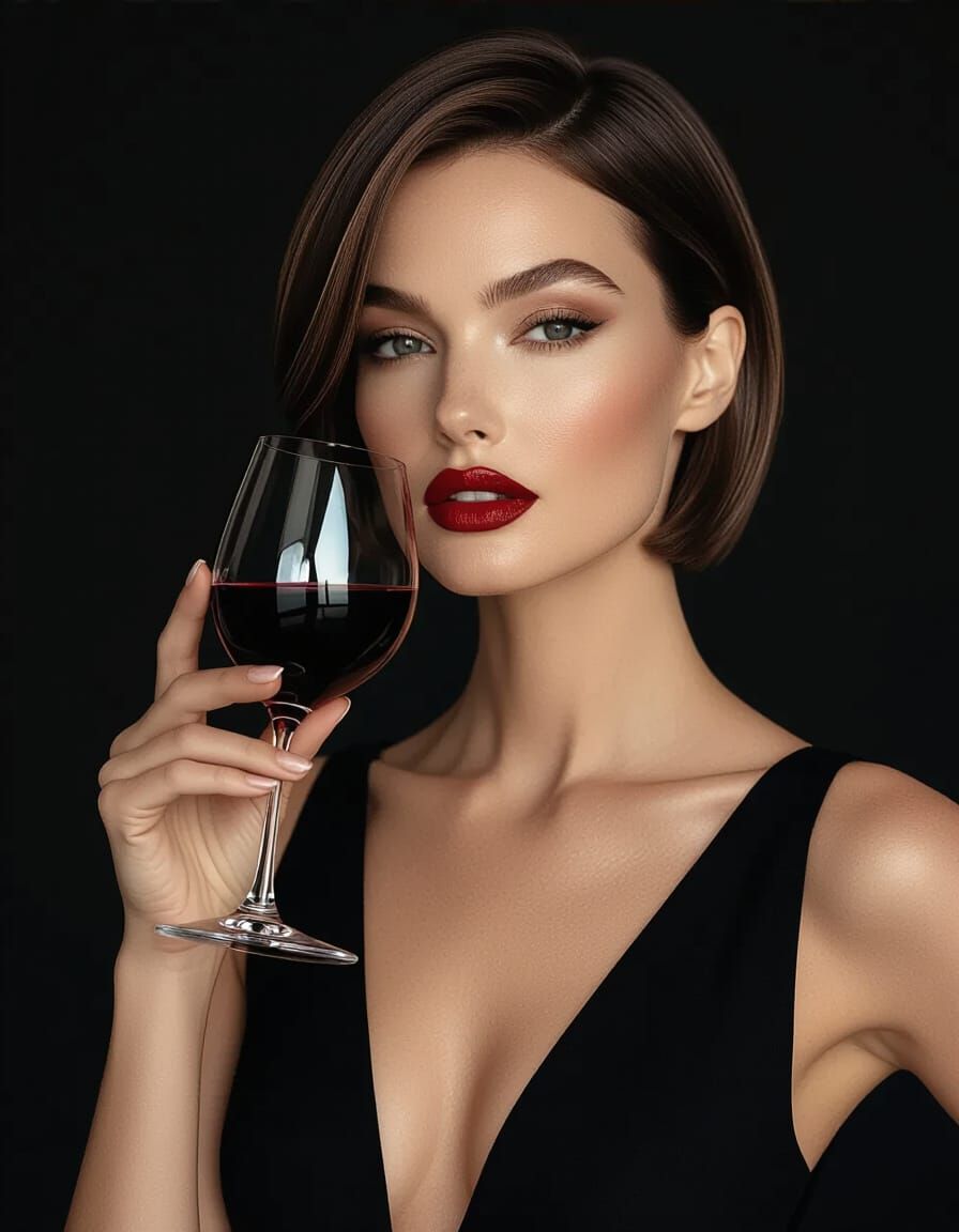 Elegant Woman in Black Dress with Modern Hairstyle