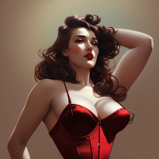 Elizabeth Henstridge as Pin-Up Girl in Silk Corset