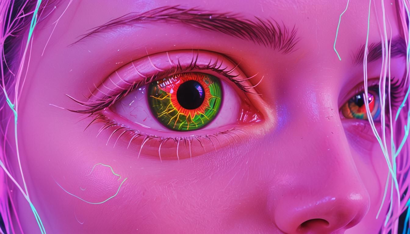 Cyberpunk Woman's Eye with Neon Glow
