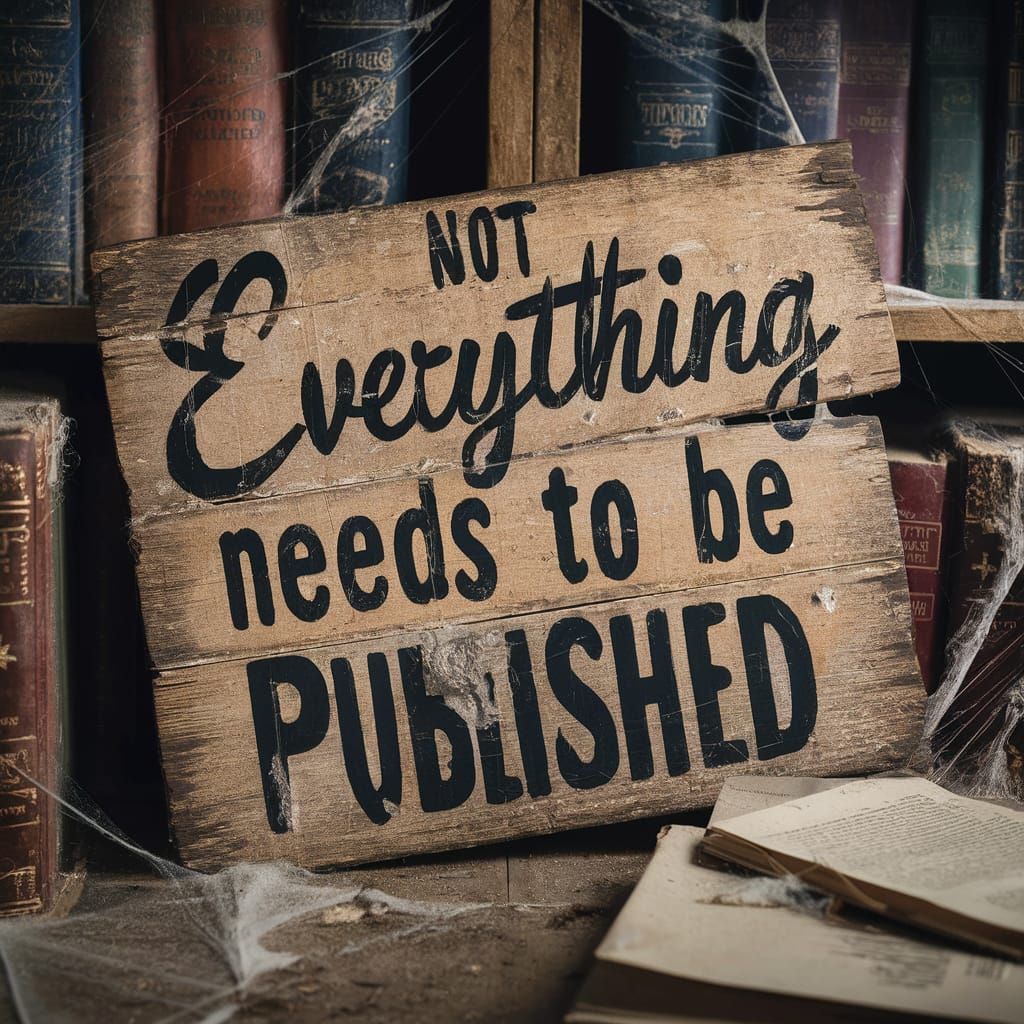 Contemplative Sign in Abandoned Library