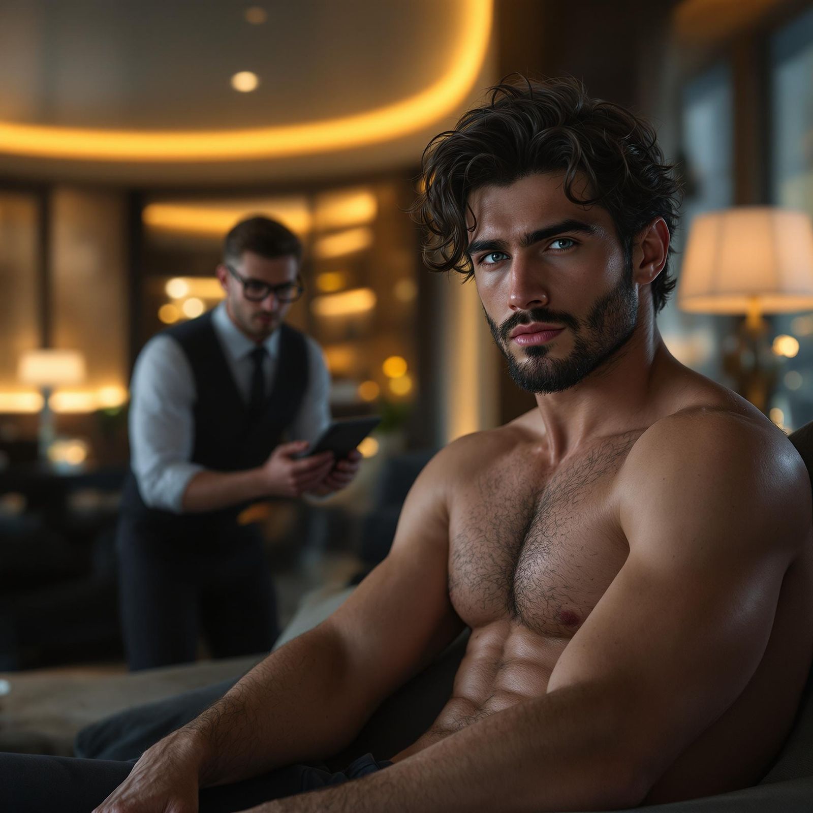 Handsome Italian-American Athlete in Penthouse Setting