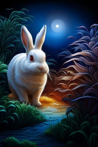 Detailed Multi-Colored Design with Snow Rabbit