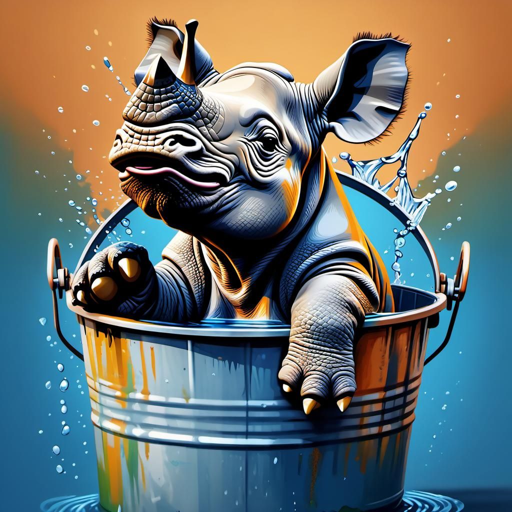 Hyperrealistic Portrait of Baby Rhino as Puppy
