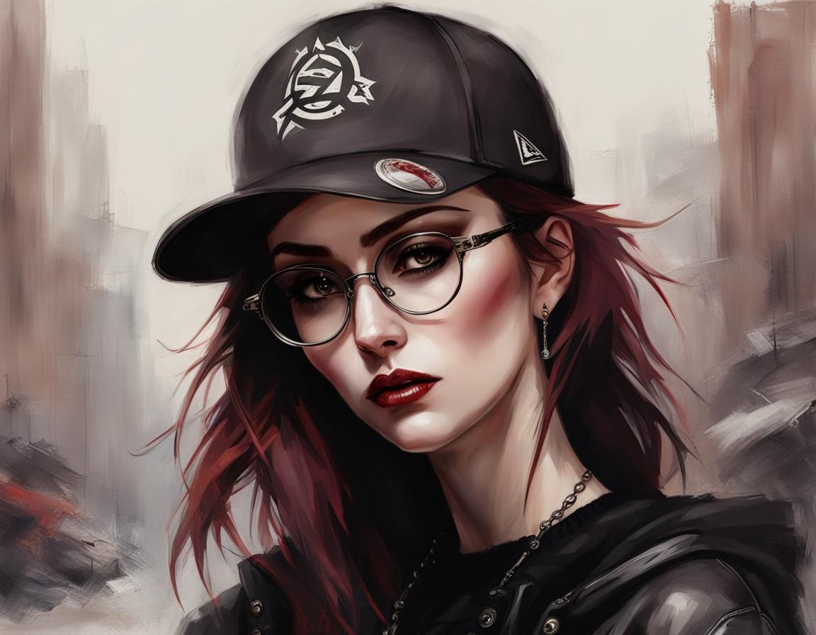 Gothic Punk Woman in Style of Classic Portraiture