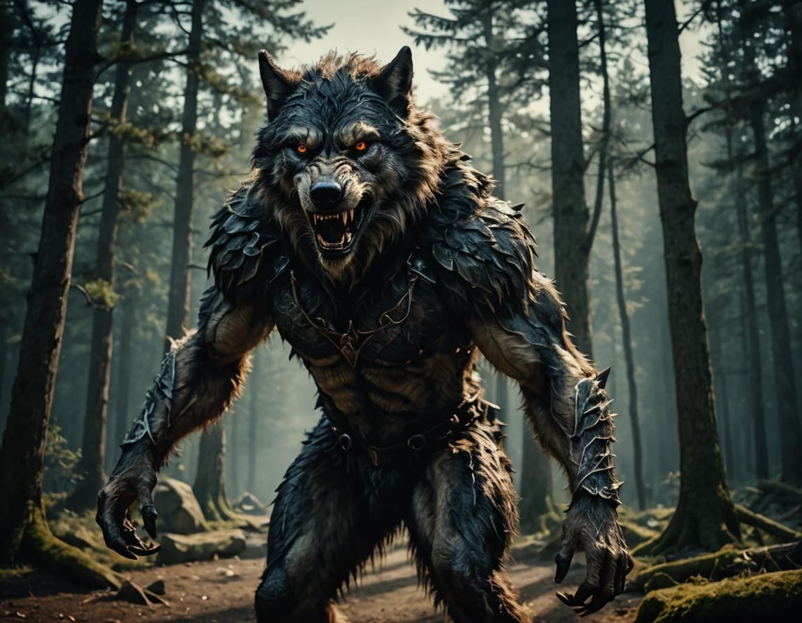 Dramatic Werewolf Cinematic Film Still