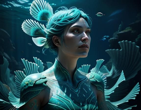 Underwater Amphipod in Bioluminescent Scene, 3D Render