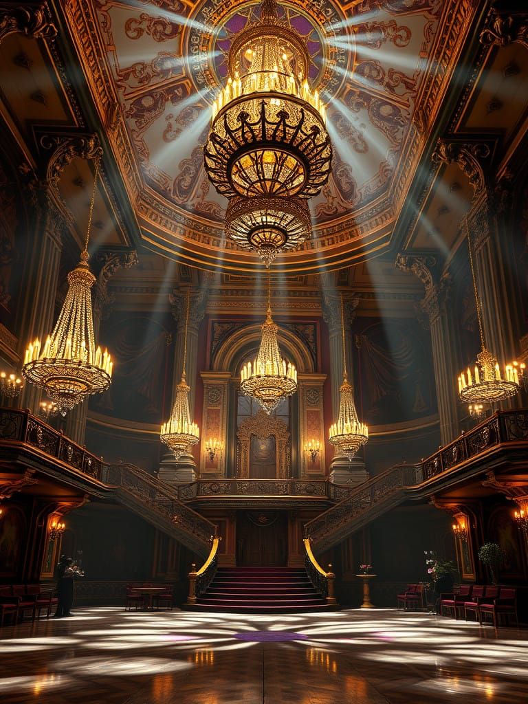 Ethereal Ballroom Dance Hall in Dark Fantasy Style