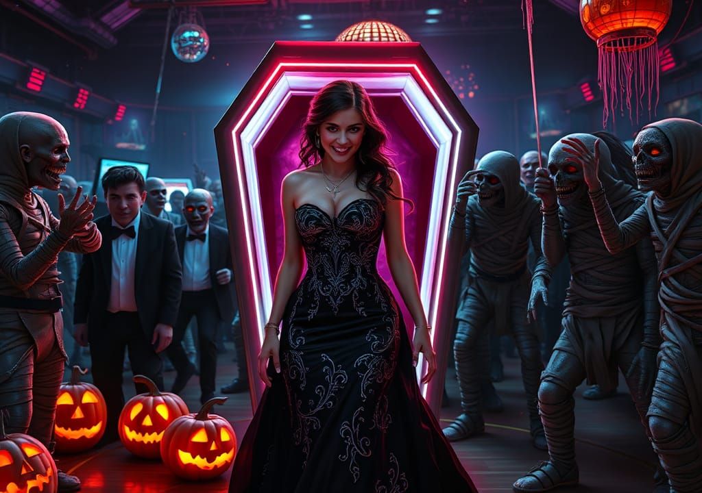 Monster Mash: Neon Vampire Party in Burton Style