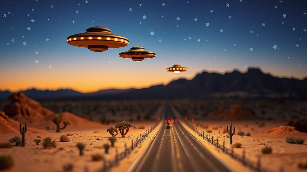 UFOs Over Desert: Realistic Miniature Diorama