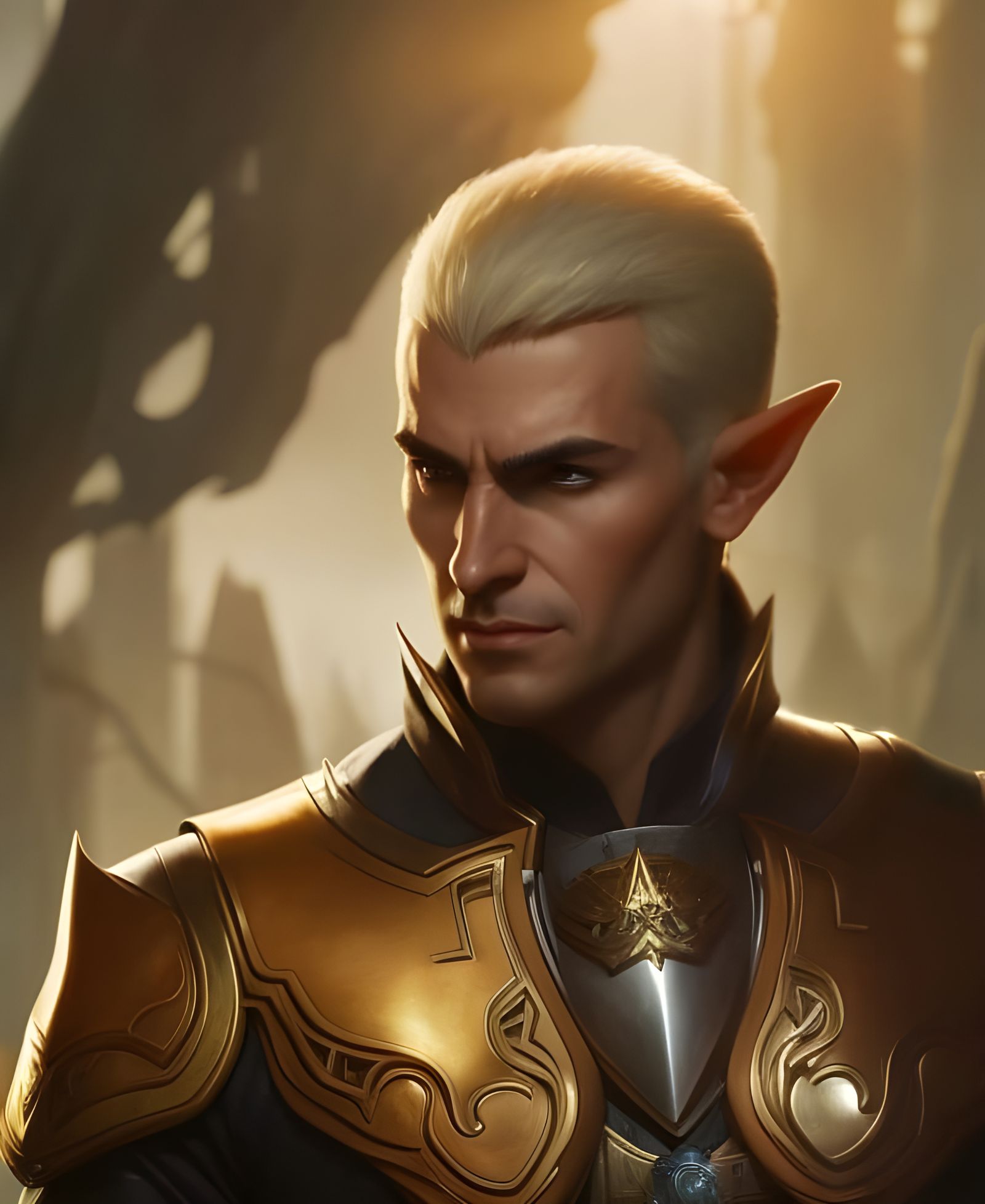 Handsome Elf Adventurer Portrait in Hyperdetailed Style