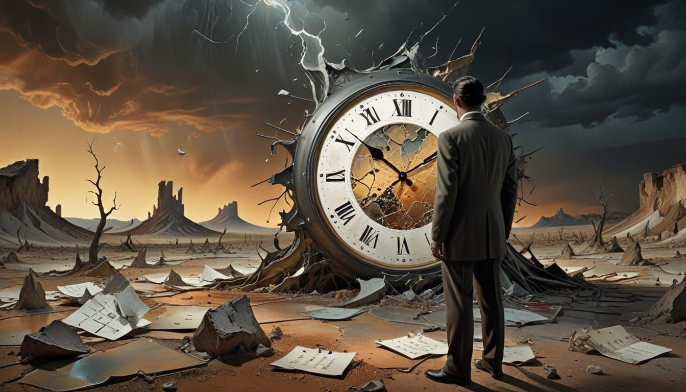 Ethereal Figure in a Desolate Surrealist Landscape