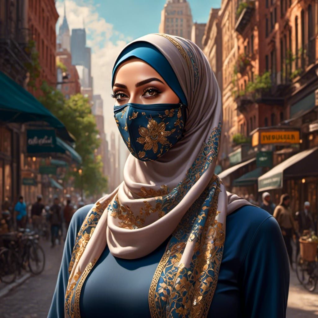 Gorgeous Hijabi Girl with Mask in NYC