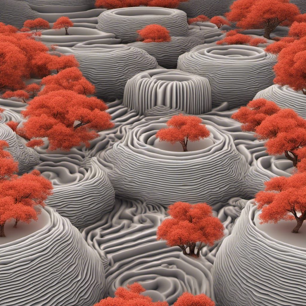 Fiery Zen Garden in 3D Optical Illusion