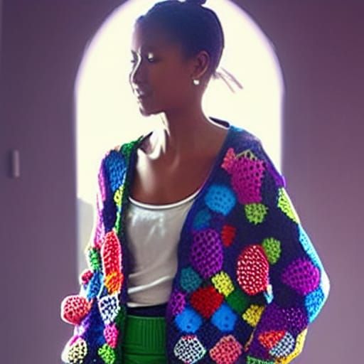 Modern Multicolour Granny Square Cardigan