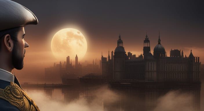 Imperial Navy Officer Spotting Pirate Airship in London