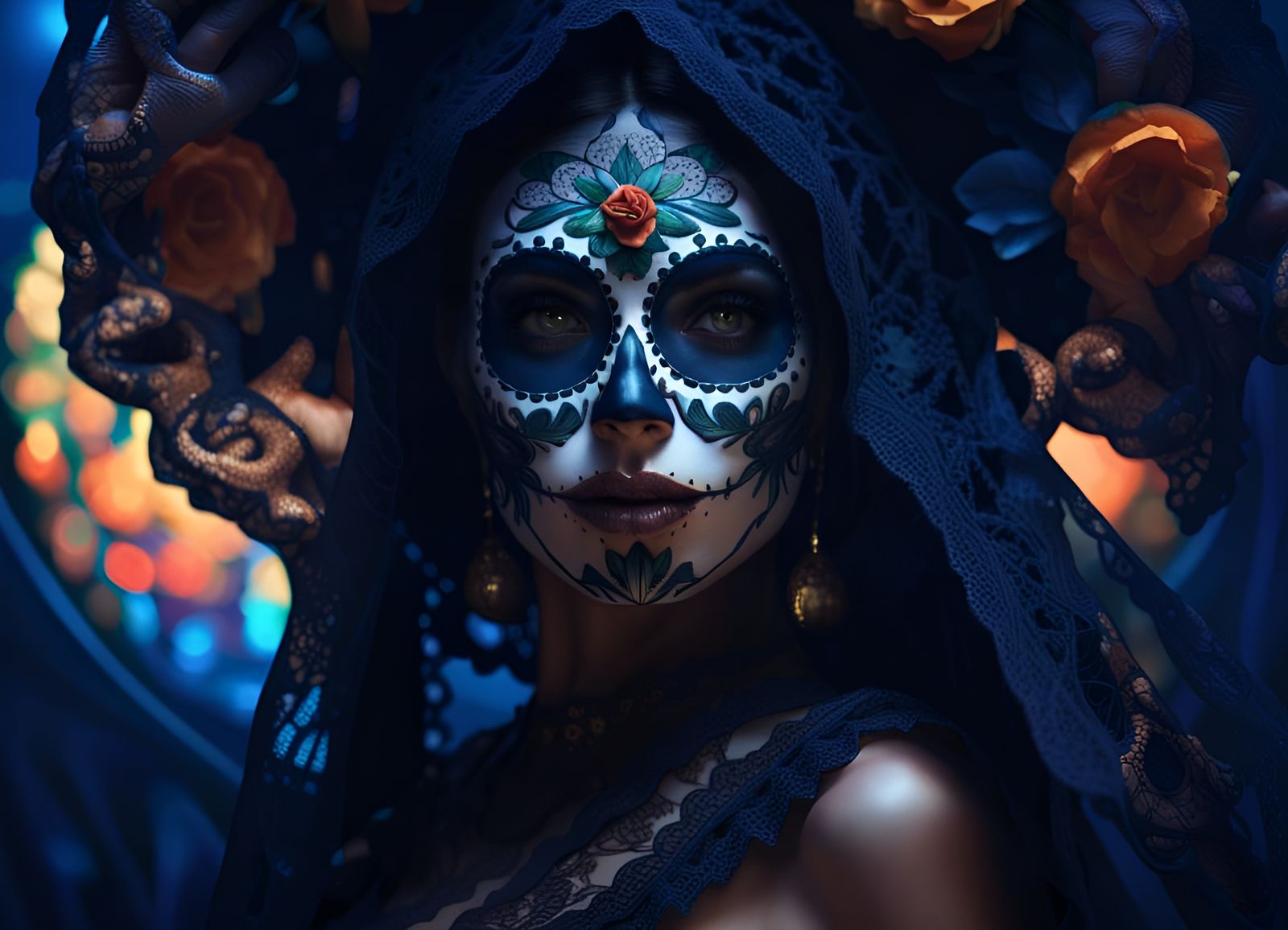 Day of the Dead Woman in Catrina Makeup