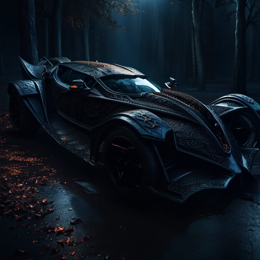 Dark Fantasy Bat Car: 8K Hyperdetailed Masterpiece