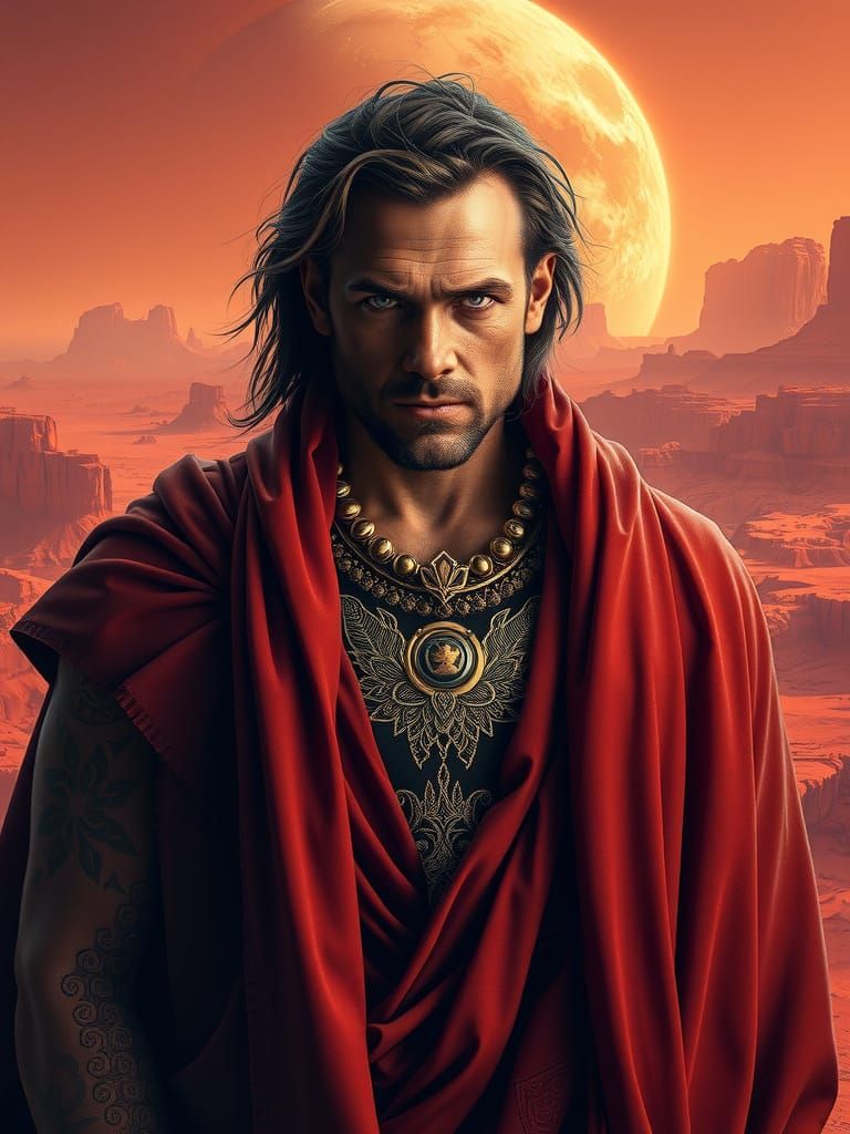 Regal Personification of Mars in Crimson Robe