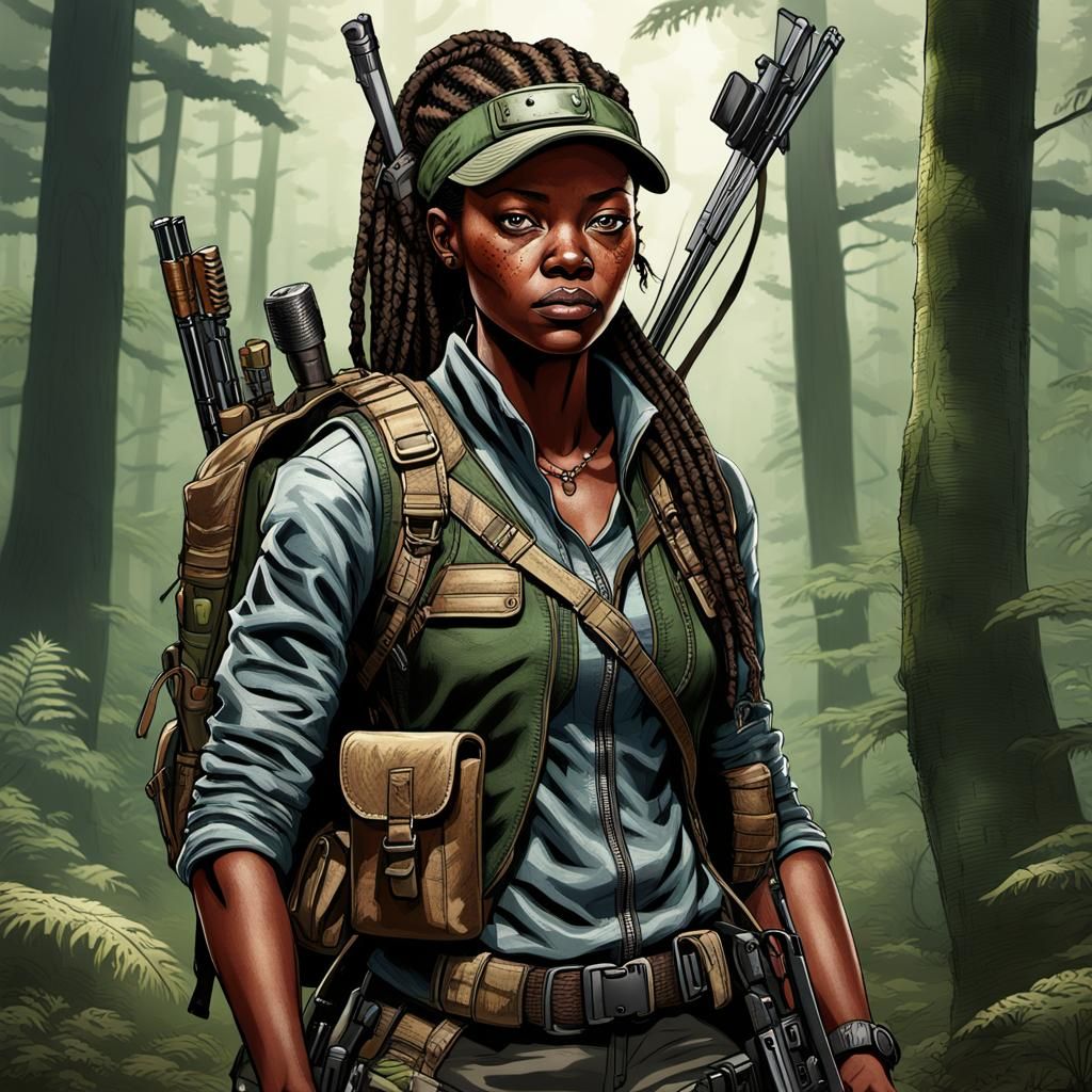 Hyperrealistic 3D Render of a Survivalist Huntress