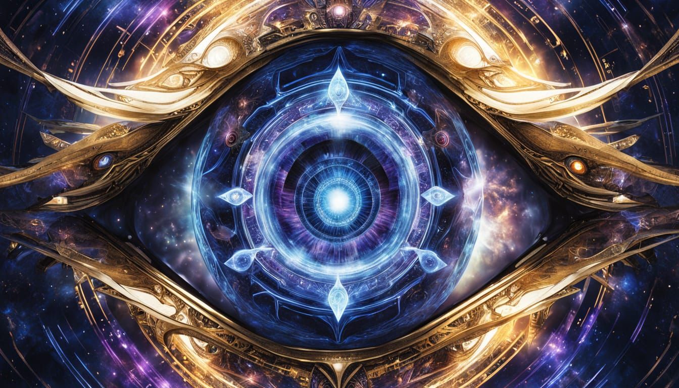 Cosmic Eyes: Sci-Fi Mystic Fusion in Surreal Style