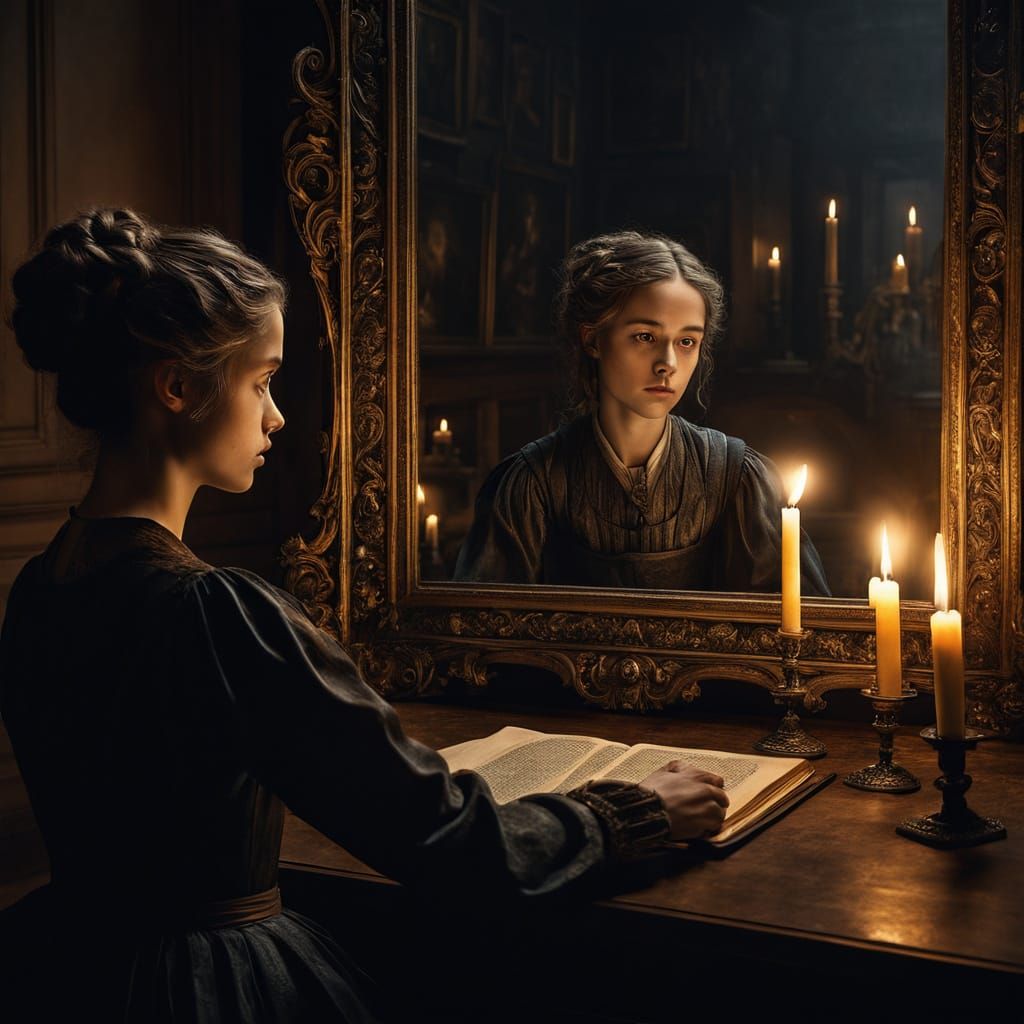 Golden Lady in Shadowy Contemplation