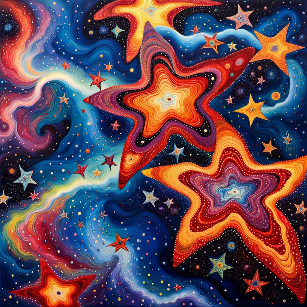 Dreamtime Star Nursery: Vivid Impasto Oil Painting