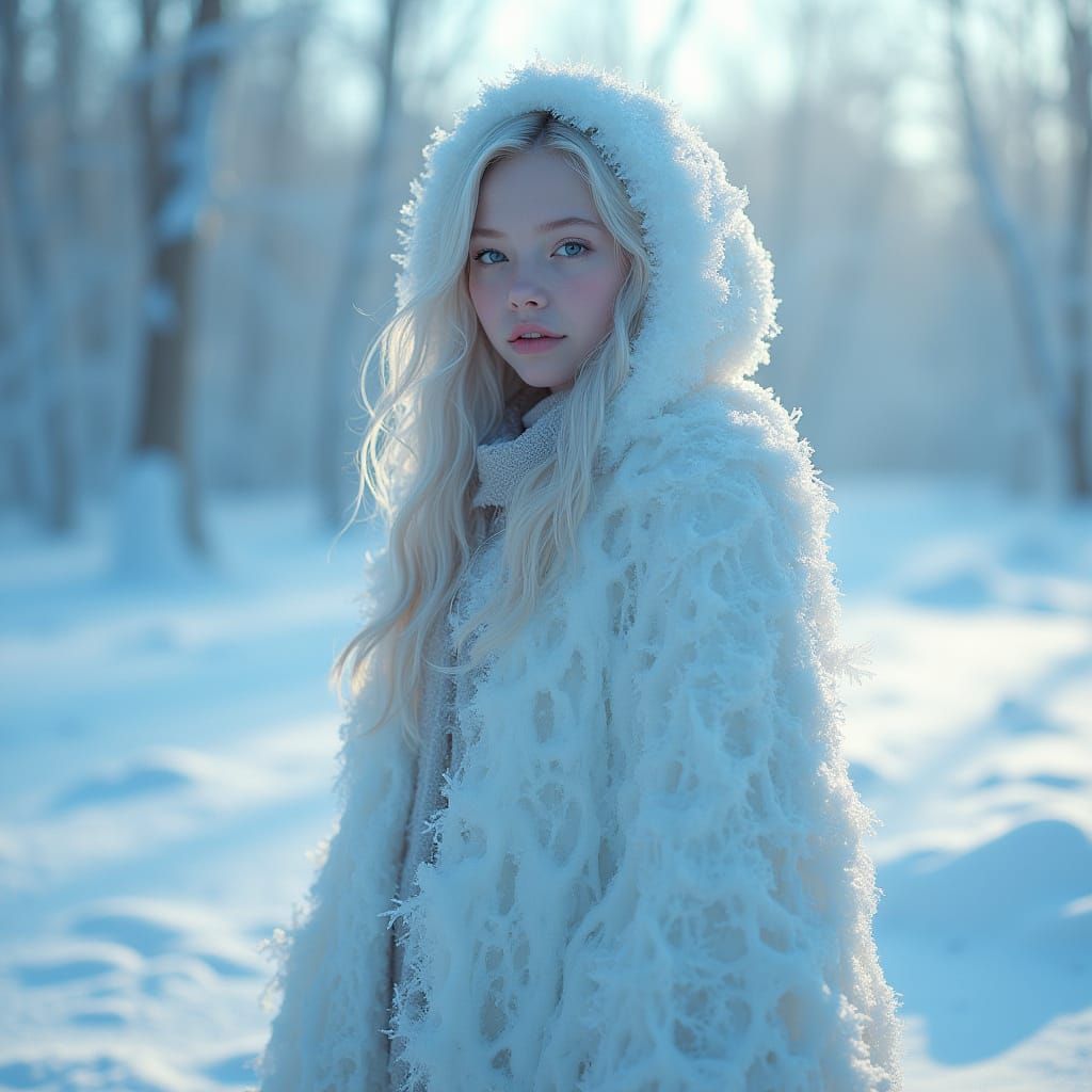 Ice Girl in Frozen Landscape, Dreamy Digital Art