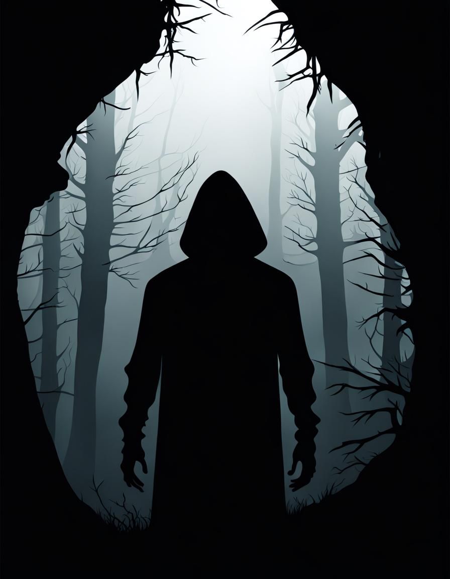 Scary Hooded Man Silhouette: A Dark Horror Image