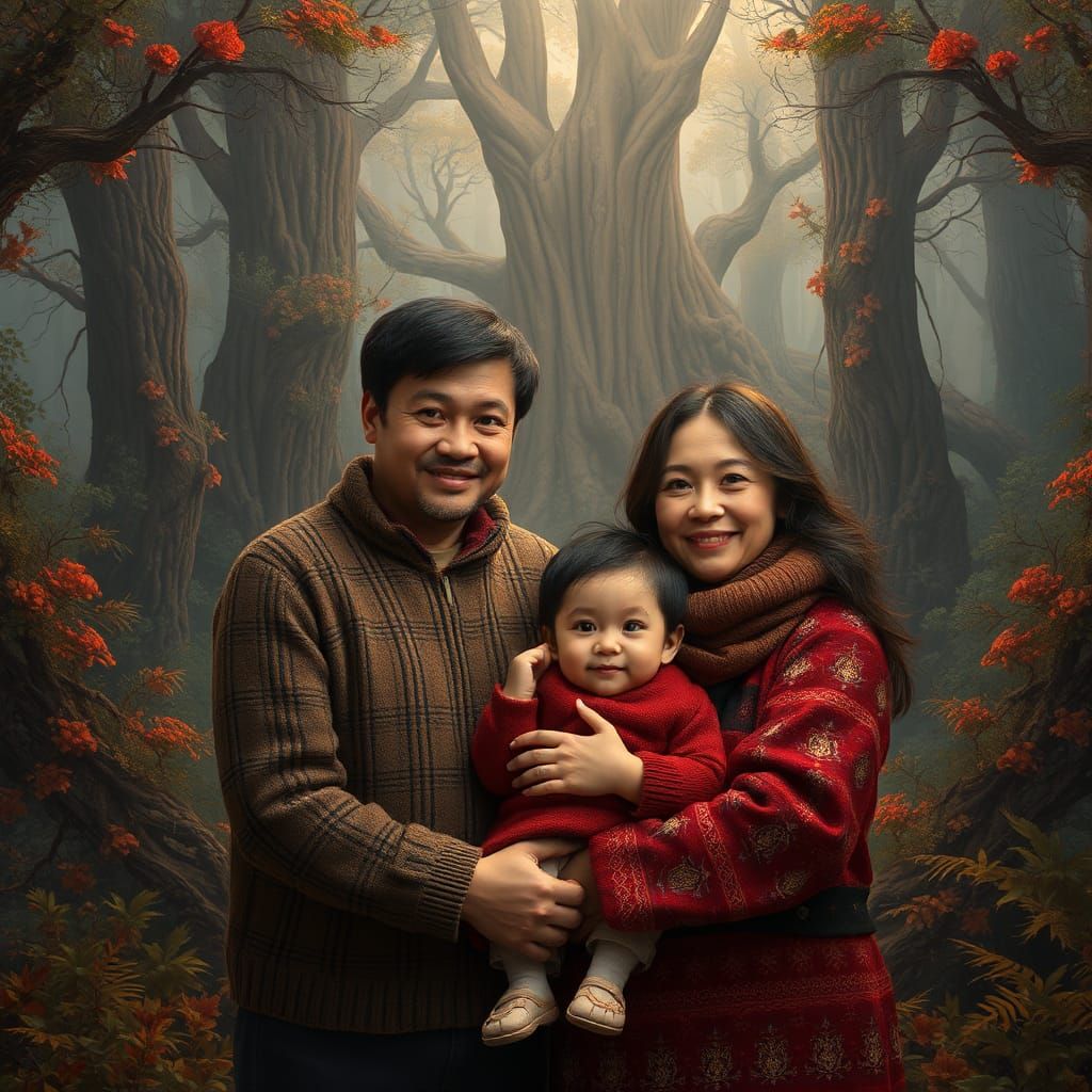 Mystical Family Portrait in Cinematic Style