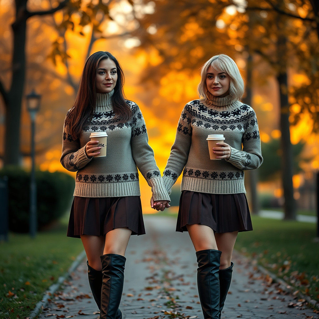 Fall Fashion: Elegant Friends in a Golden Park