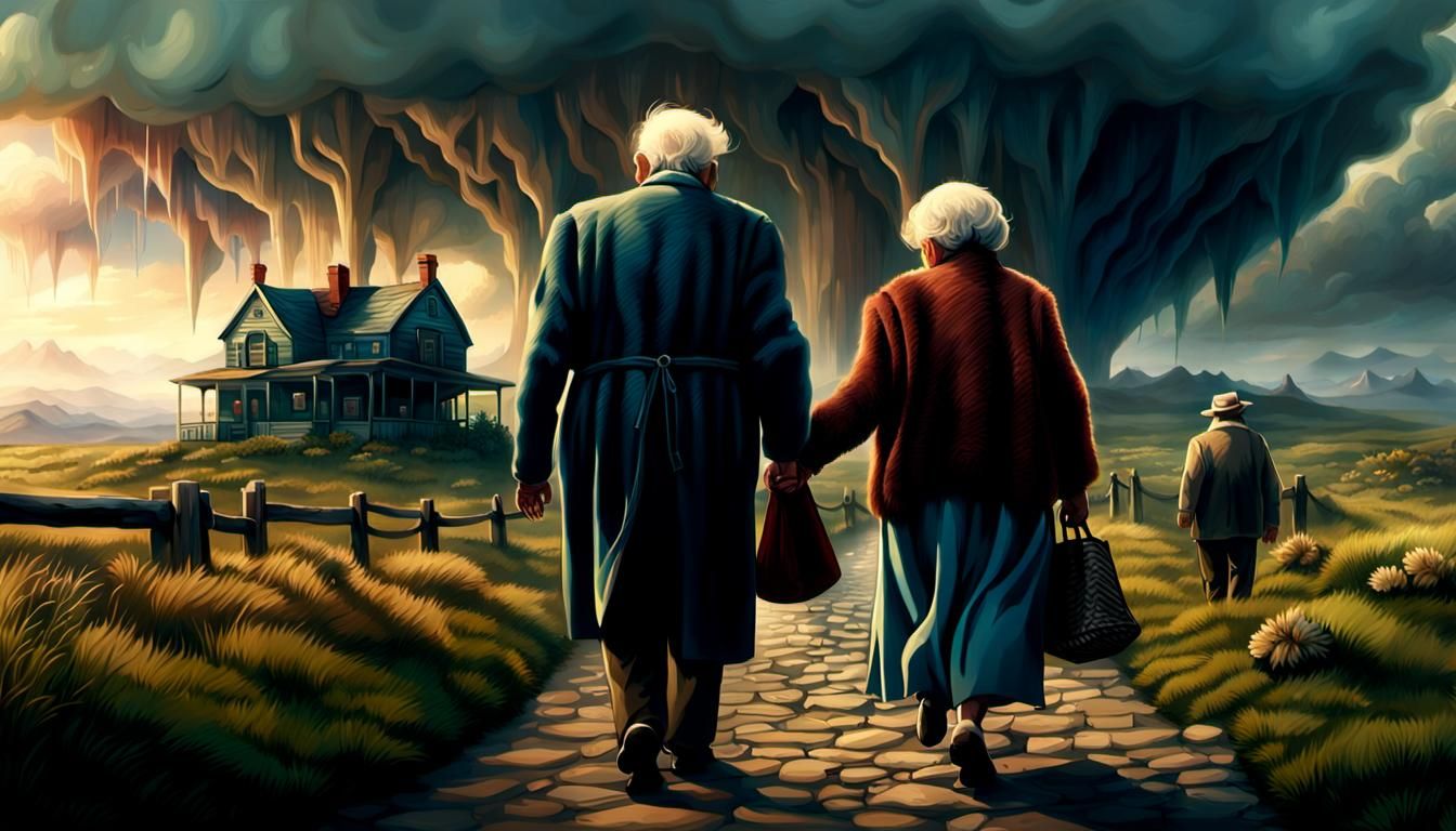 Elderly Woman's Farewell: A Digital Matte Painting