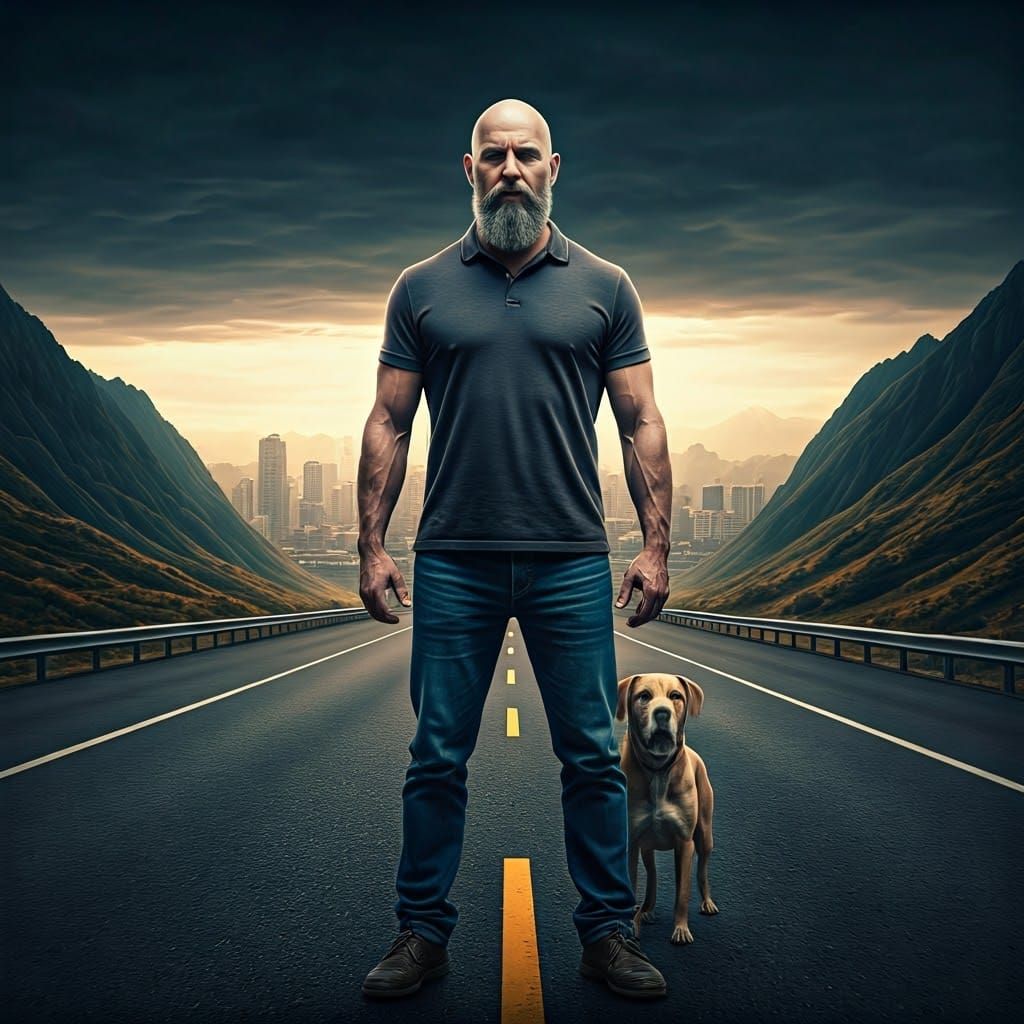 Fit Man Faces Highway Horror Amid Dark City Skies