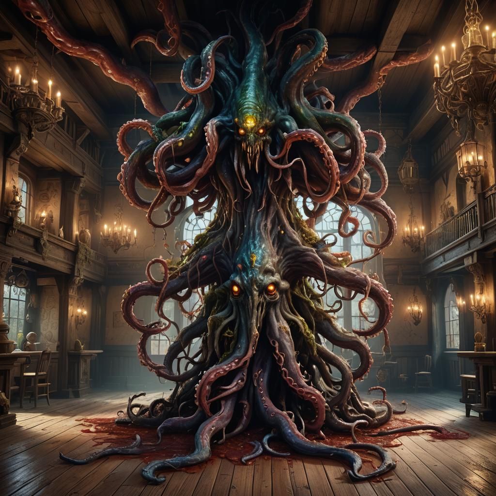 Monster Tavern Fusion in Detailed Fantasy Art