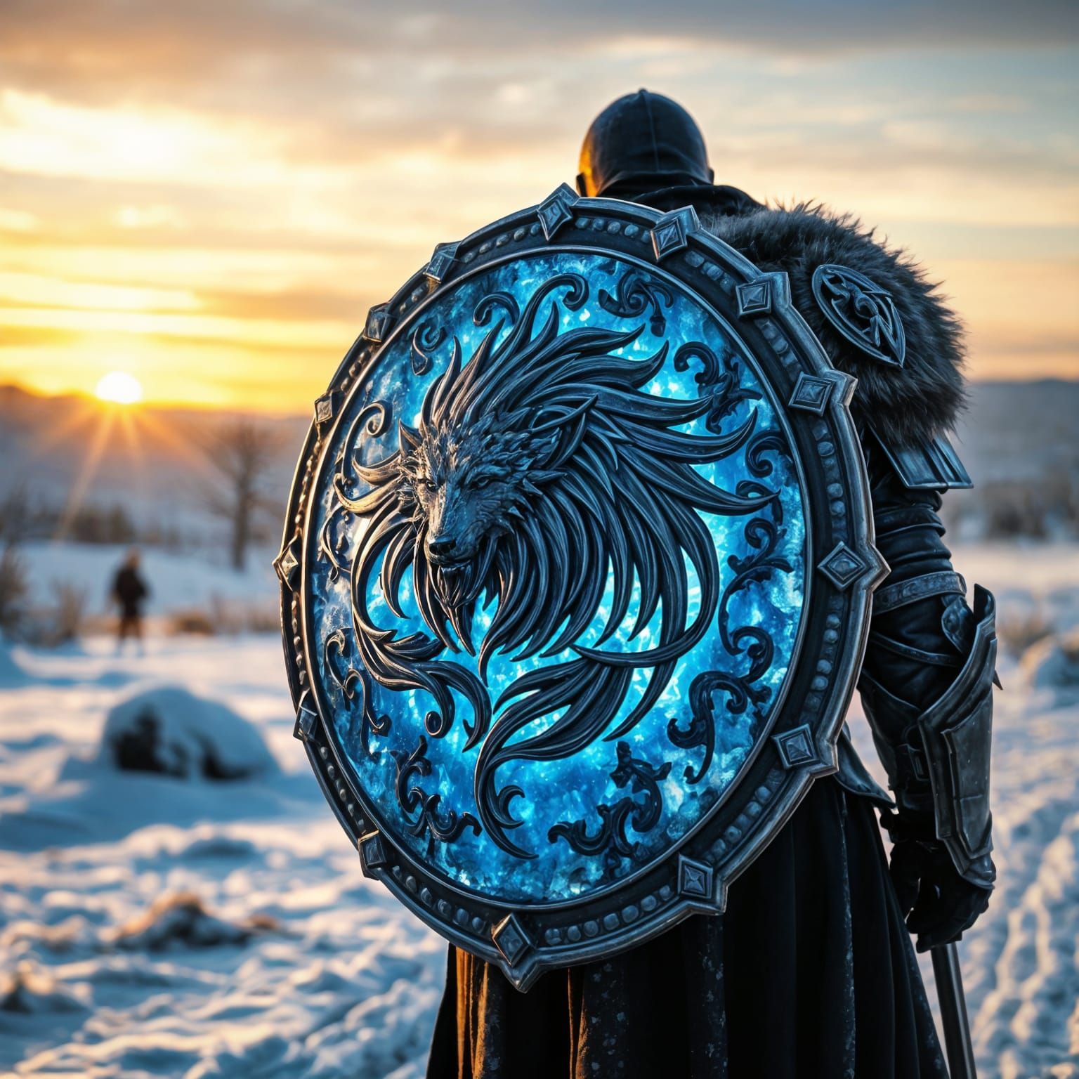 Ethereal Frost Shield on a Knight's Back