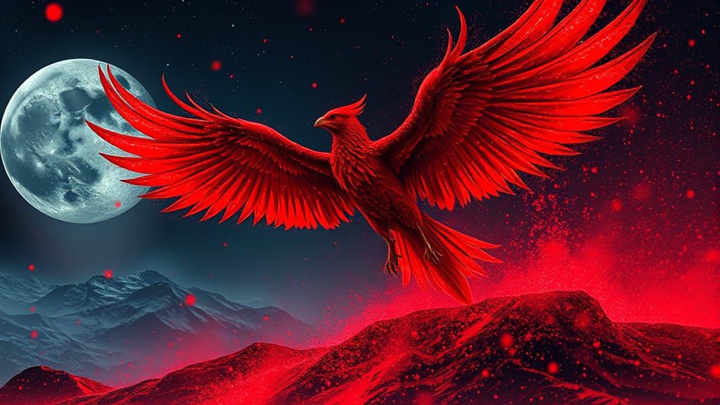 Phoenix Rising: Photorealistic Lunar Landscape in Abstract S...