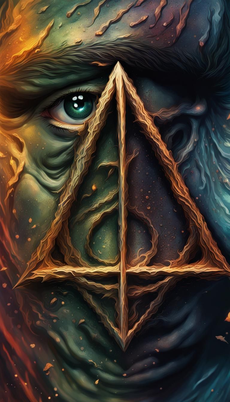 Deathly Hallows in Hyperrealistic Splash Art