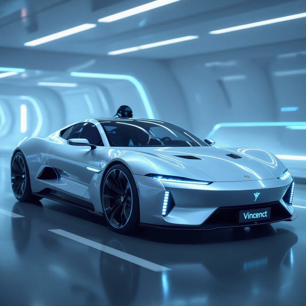 Futuristic Sports Car with Neon Accents