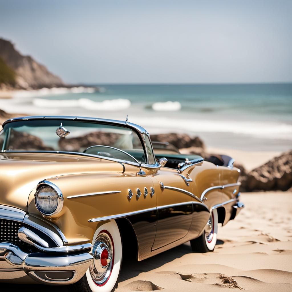 1955 Buick Roadmaster Convertible on the Beach