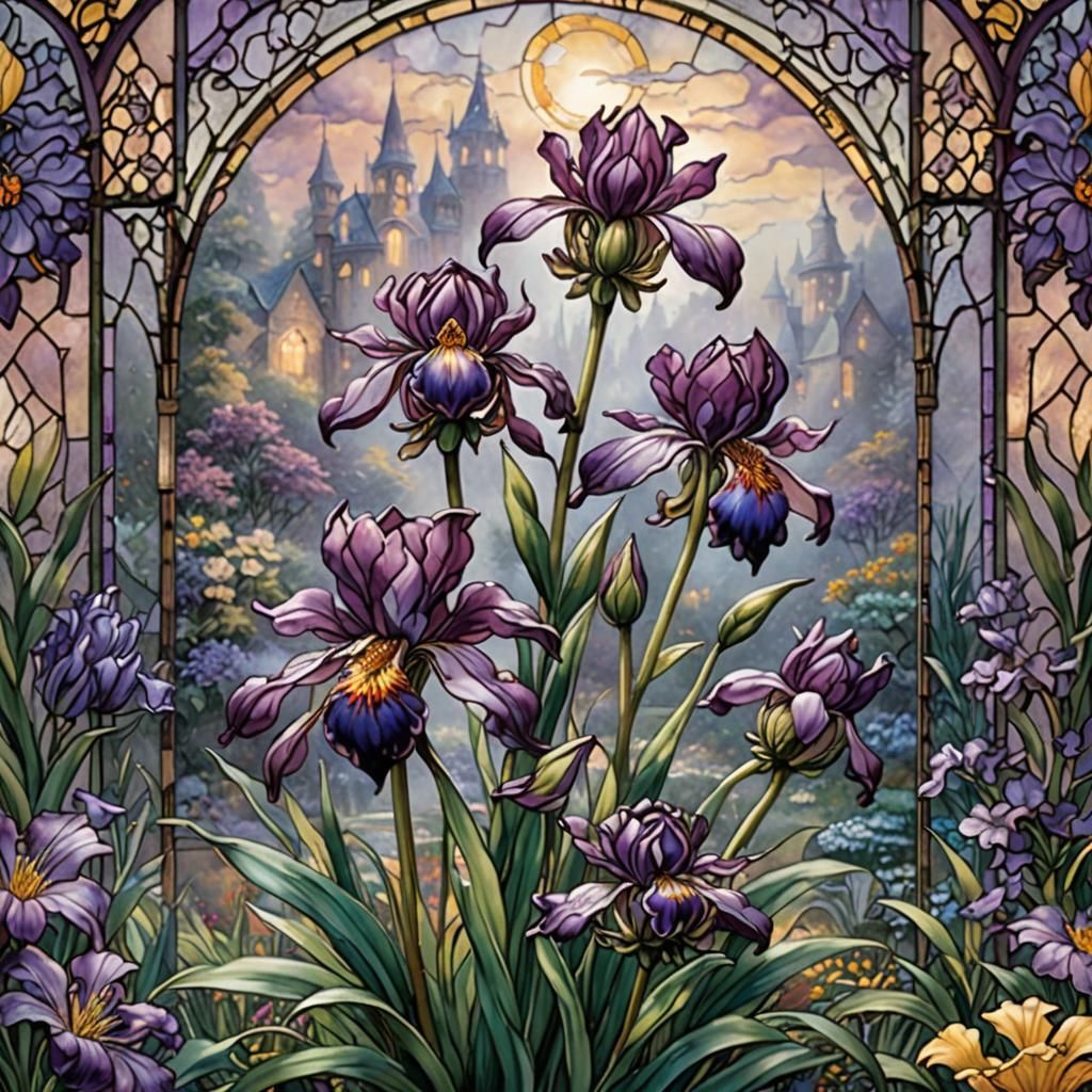 Stained Glass Flower in Ethereal Fantasy Style