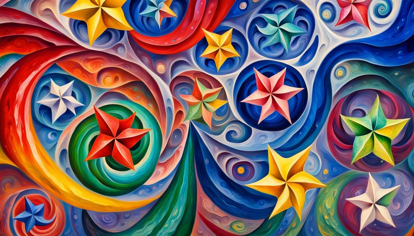 Abstract Jelly Stars in Impasto Oil Paint Style