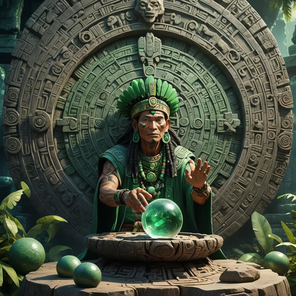 Anime Mayan Shaman Offering Crystal Ball