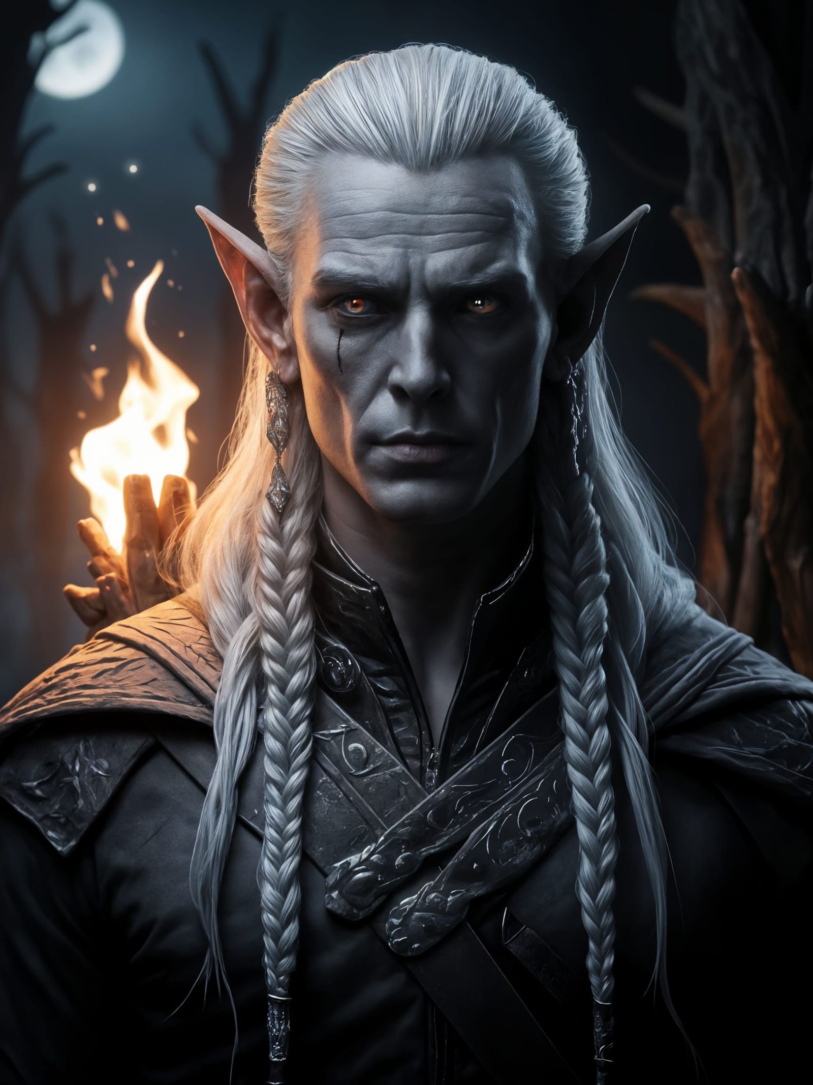 Glowing Dökkálfar Cleric of Hel in Ancient Forest