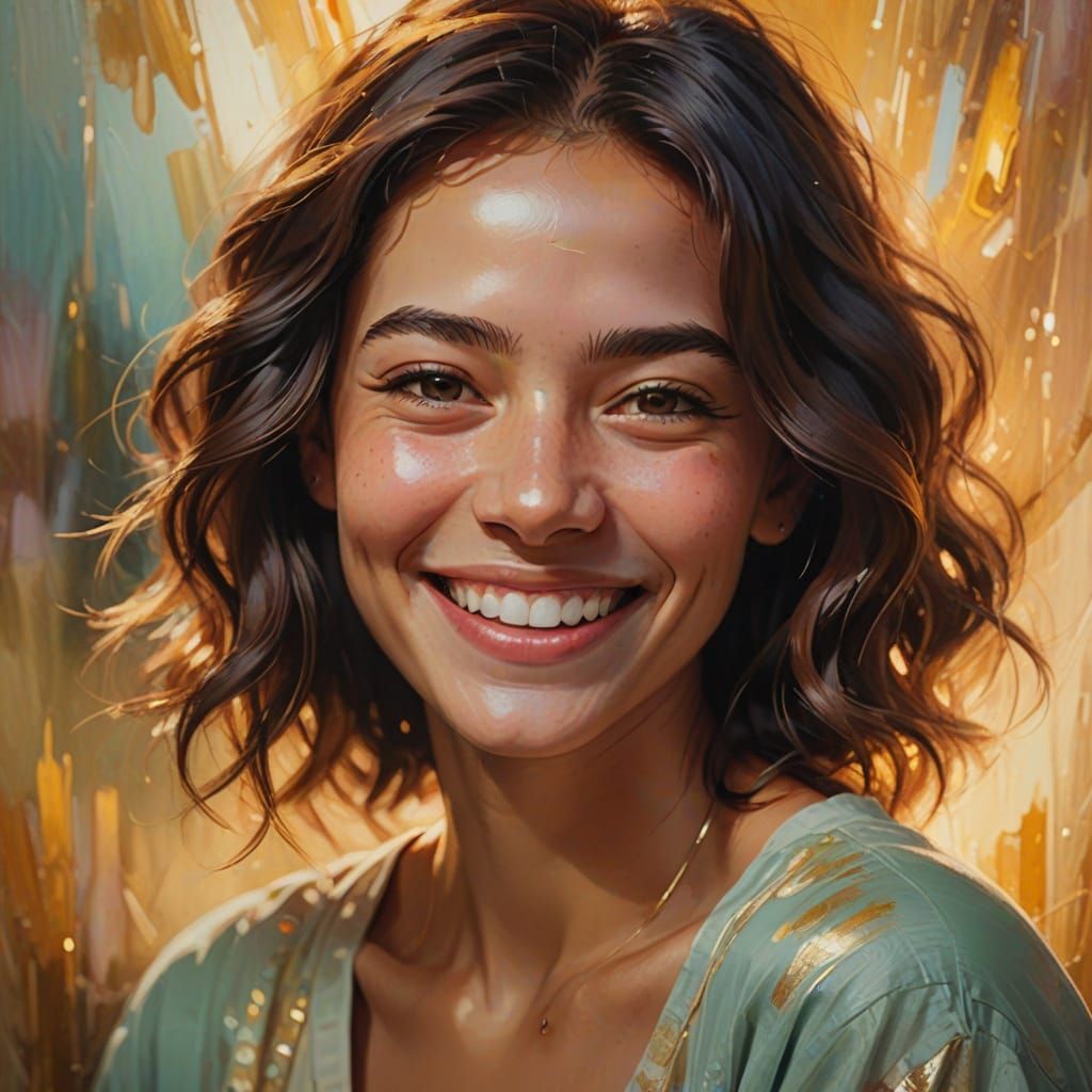 Smiling Person Portrait in Oil Painting Style