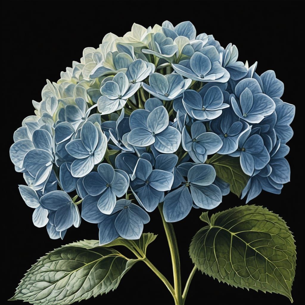 Light and Airy Hydrangea Blossom Pencil Sketch