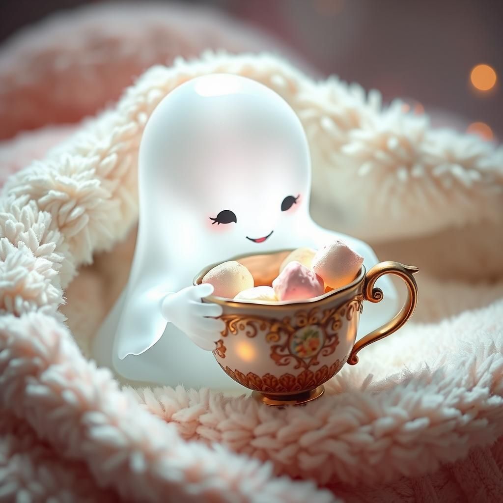 Luminescent Ghost Snuggles with Cocoa: Miyazaki-Inspired