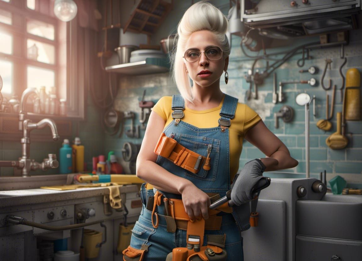 Lady Gaga as a Plumber: Ultra Realistic Concept Art
