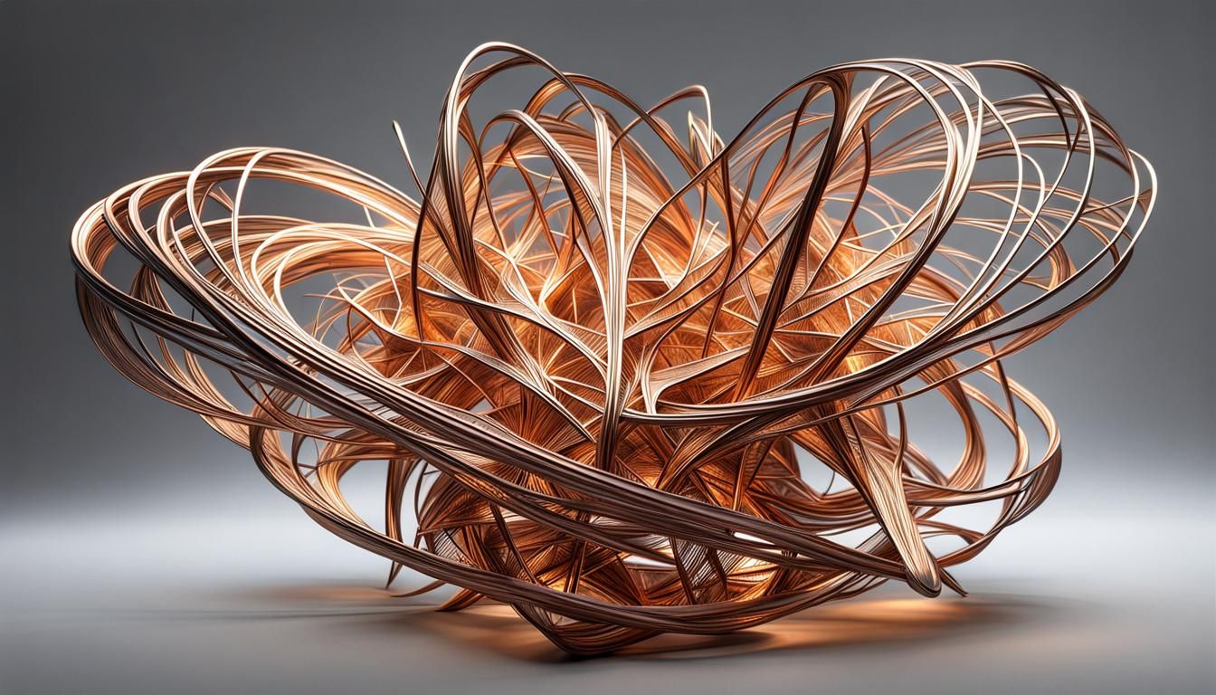Detailed Metal Fractal Sculpture in Gold, Silver and Copper